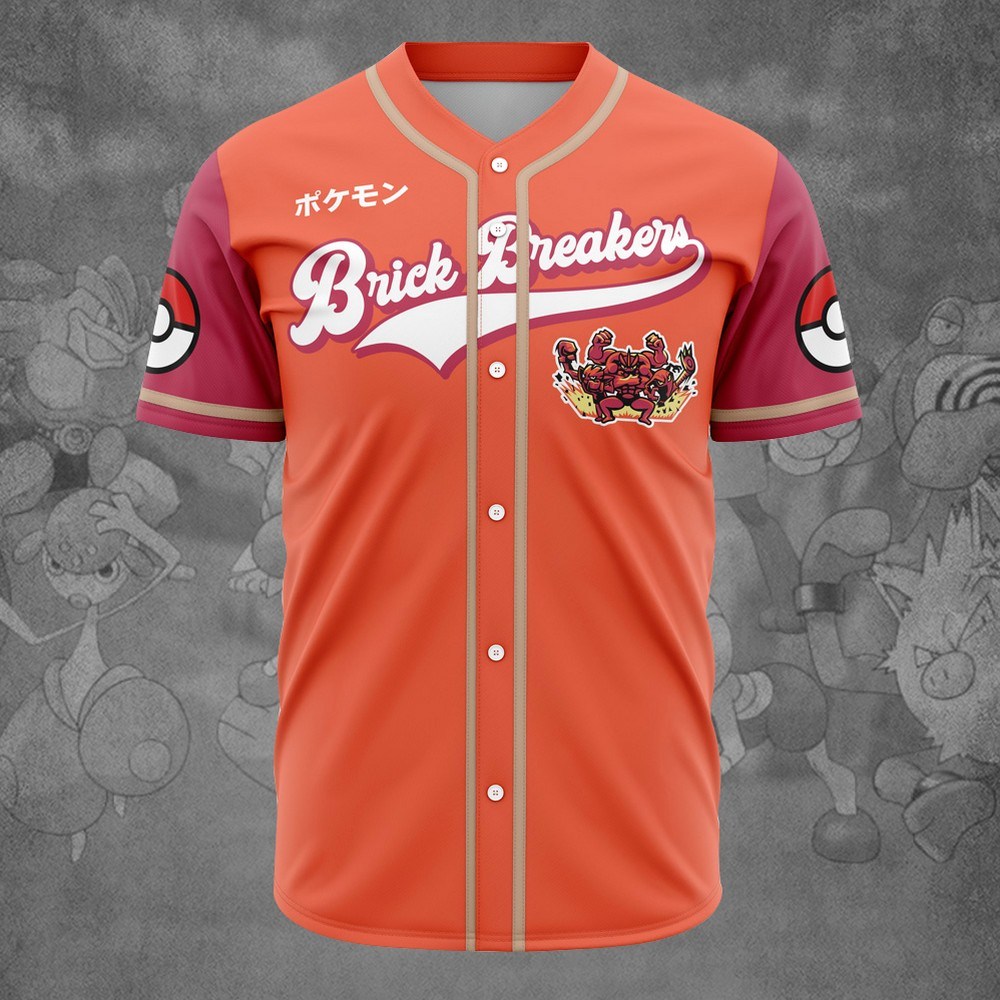 Brick Breakers Fighting Type Pokemon Baseball Jersey