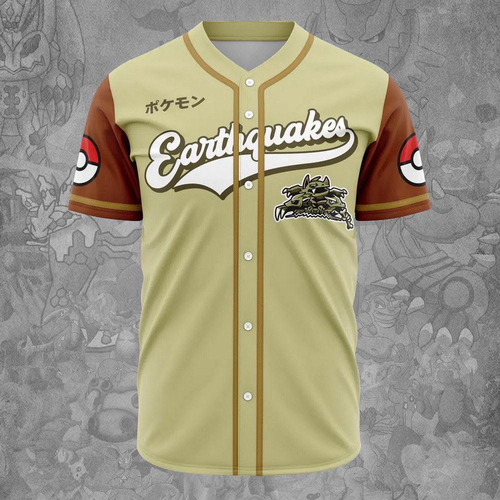 Earthquakes Ground Type Pokemon Baseball Jersey