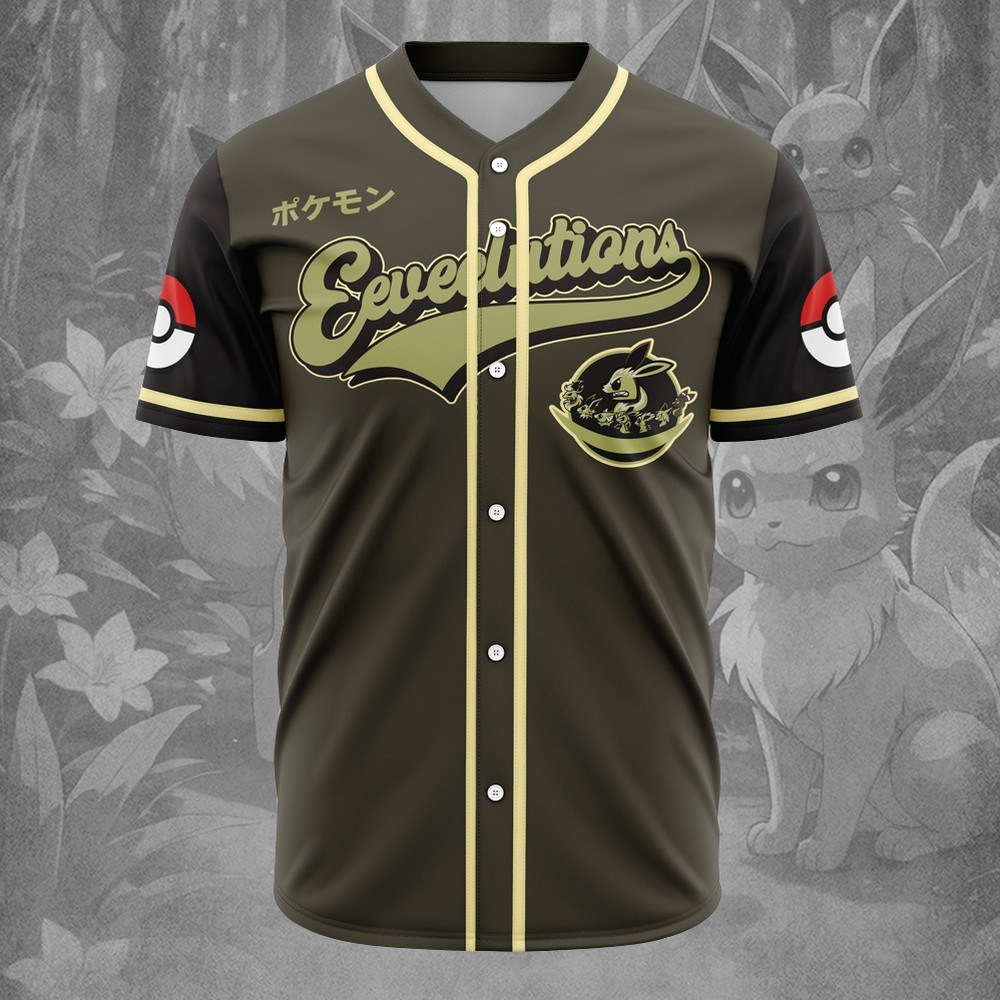 Eeveelutions Army Pokemon Baseball Jersey