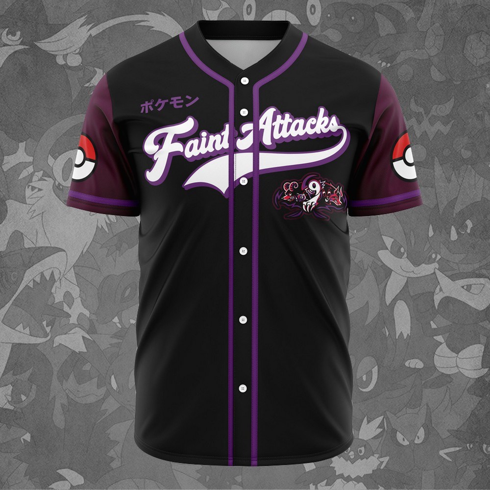 Faint Attacks Dark Type Pokemon Baseball Jersey