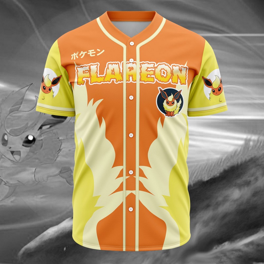Flareon Eeveelution Pokemon Baseball Jersey