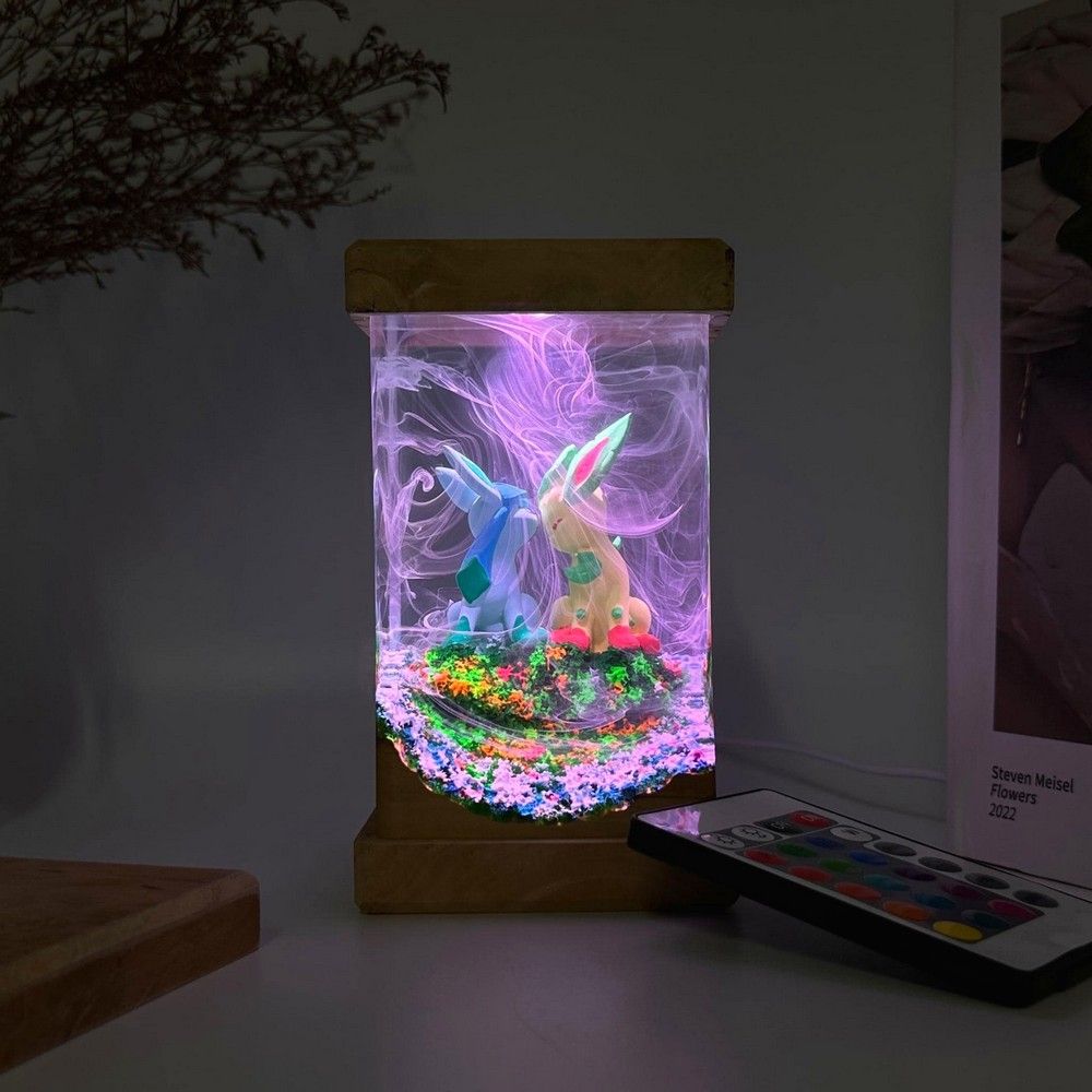 Glaceon Leafeon Epoxy Pokemon Resin Lamp
