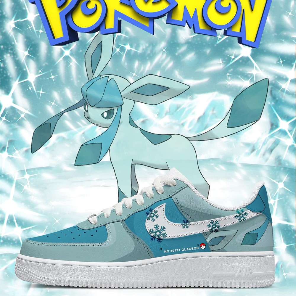 Glaceon Pokemon AF1 Low Top Shoes