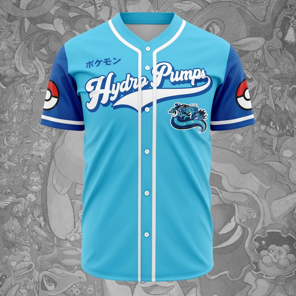 hydro pumps water type pokemon baseball jersey 2 cgybs
