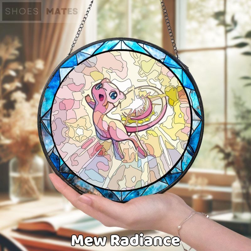 Mew Radiance Handcrafted Pokemon Glass Suncatcher