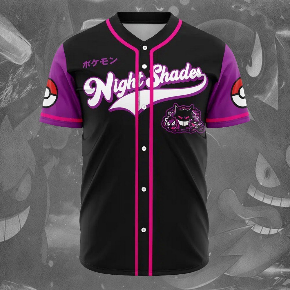 Night Shades Ghost Type Pokemon Baseball Jersey