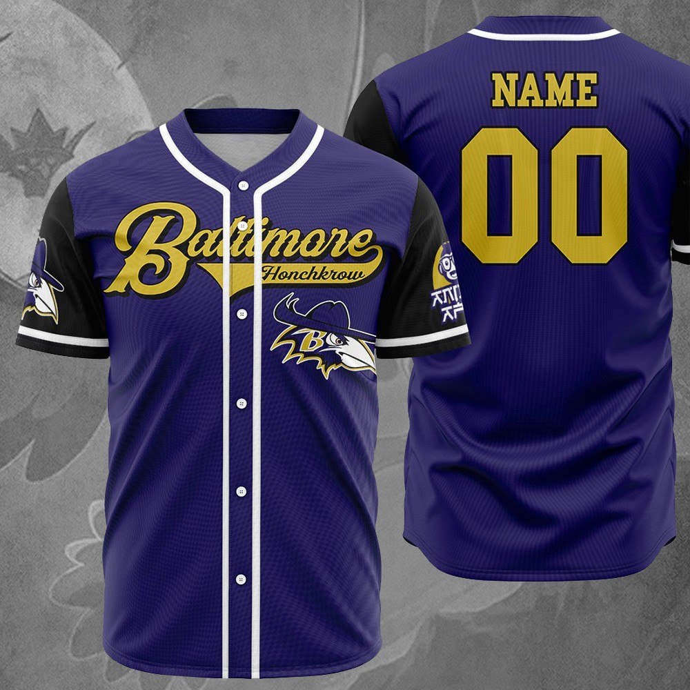 Personalized Baltimore Honchkrow Pokemon Baseball Jersey