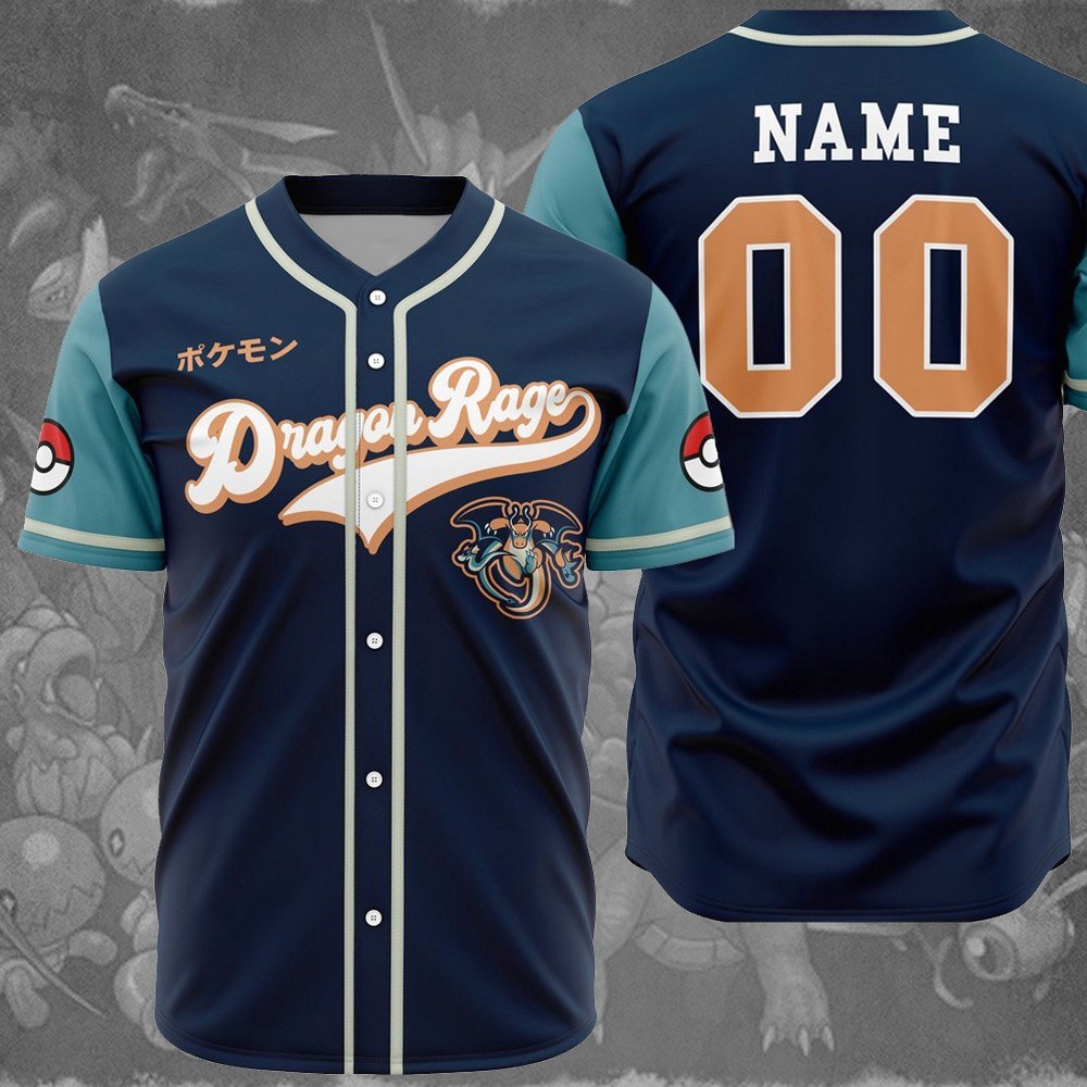 Personalized Dragon Rage Dragon Type Pokemon Baseball Jersey