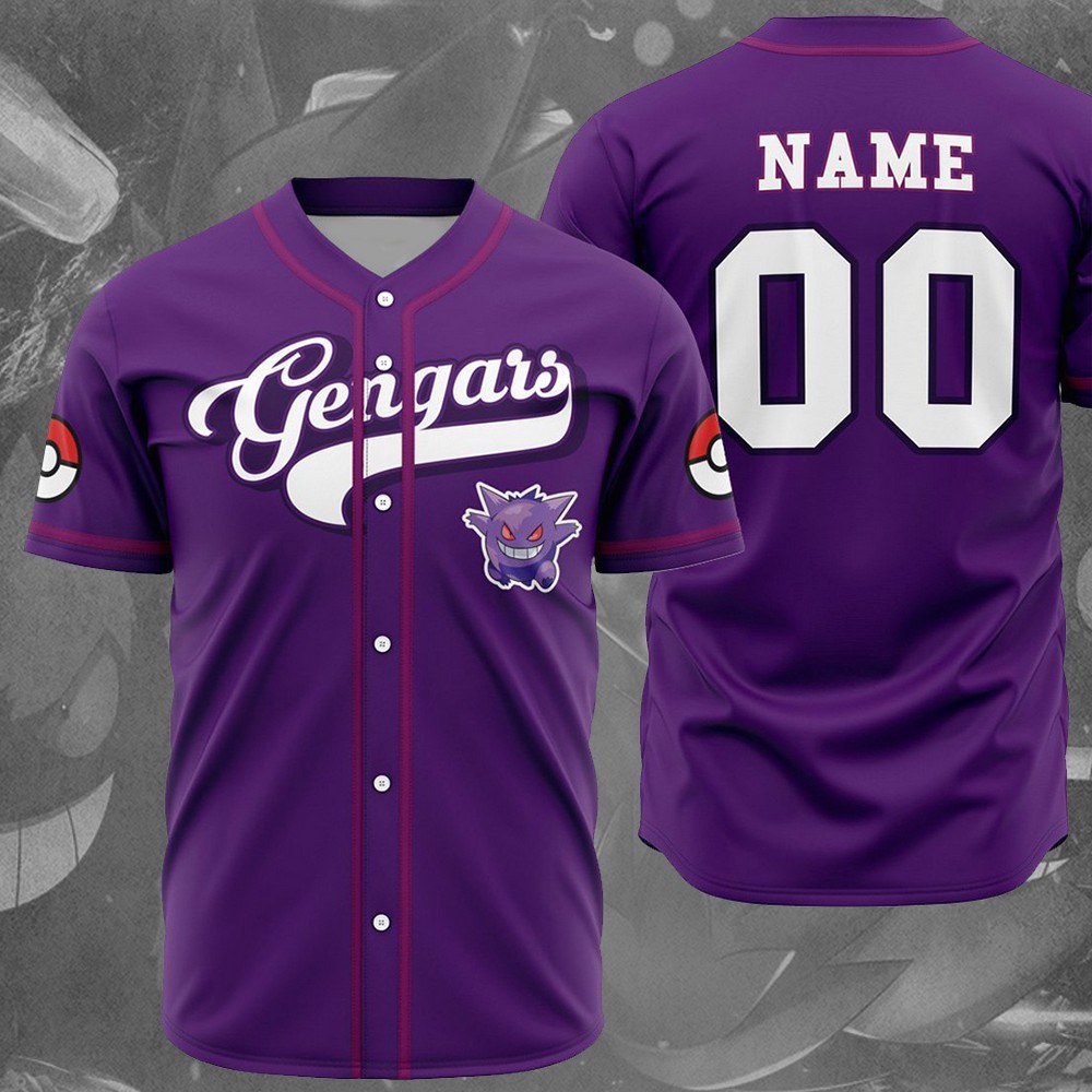 Personalized Gengars Pokemon Baseball Jersey