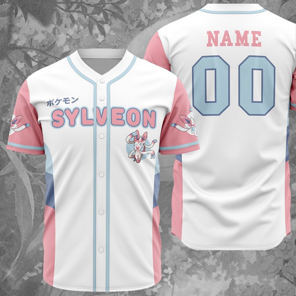 Personalized Sylveon Eeveelution Pokemon Baseball Jersey