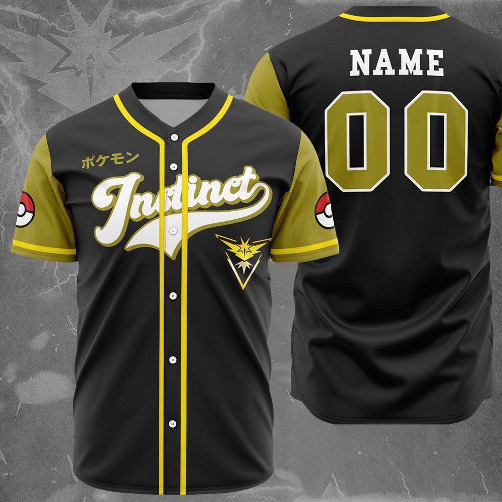 Personalized Team Instinct Pokemon Baseball Jersey
