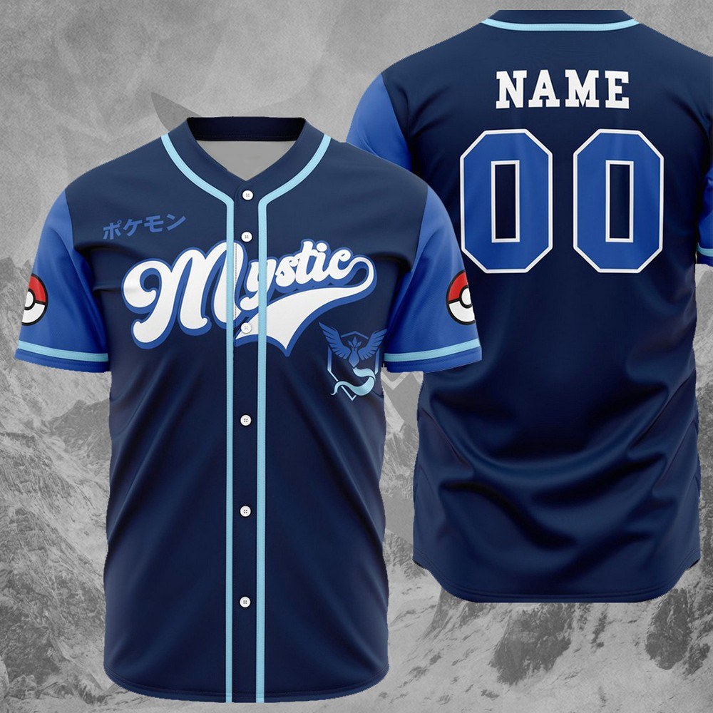 Personalized Team Mystic Pokemon Baseball Jersey