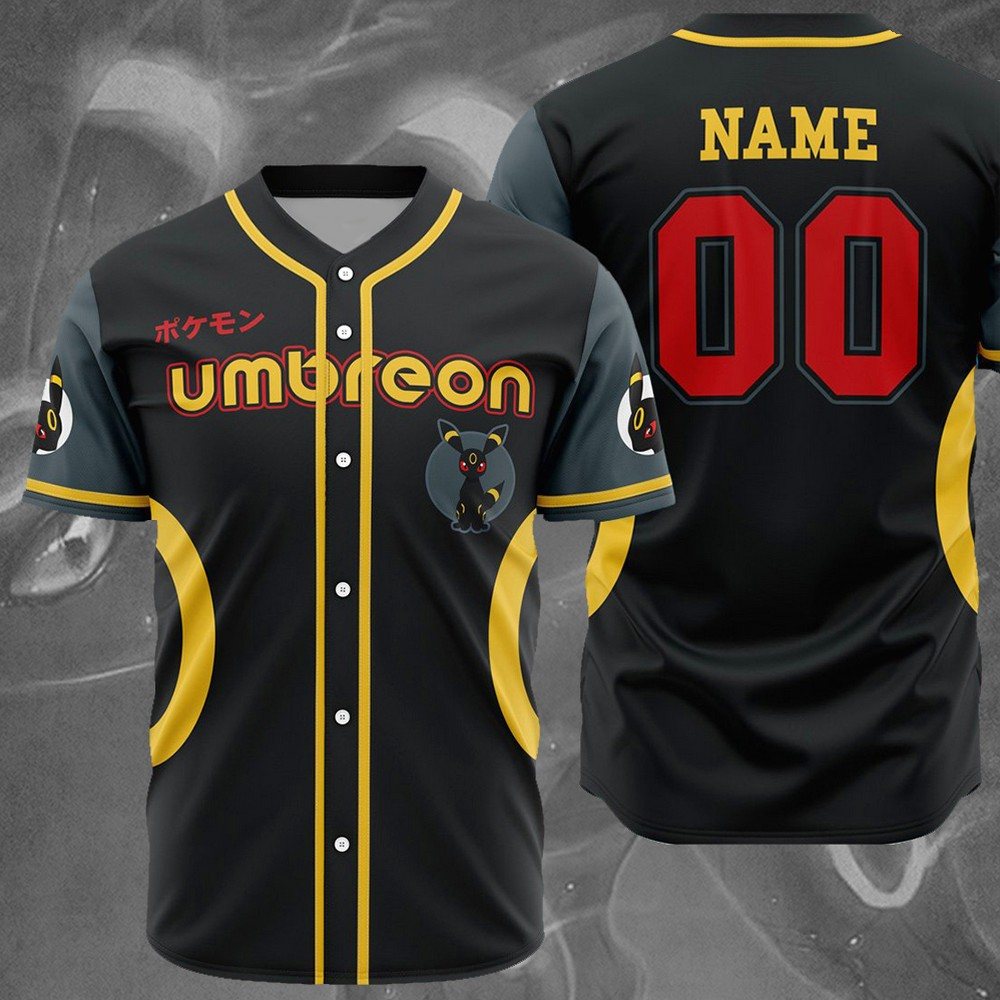 Personalized Umbreon Eeveelution Pokemon Baseball Jersey