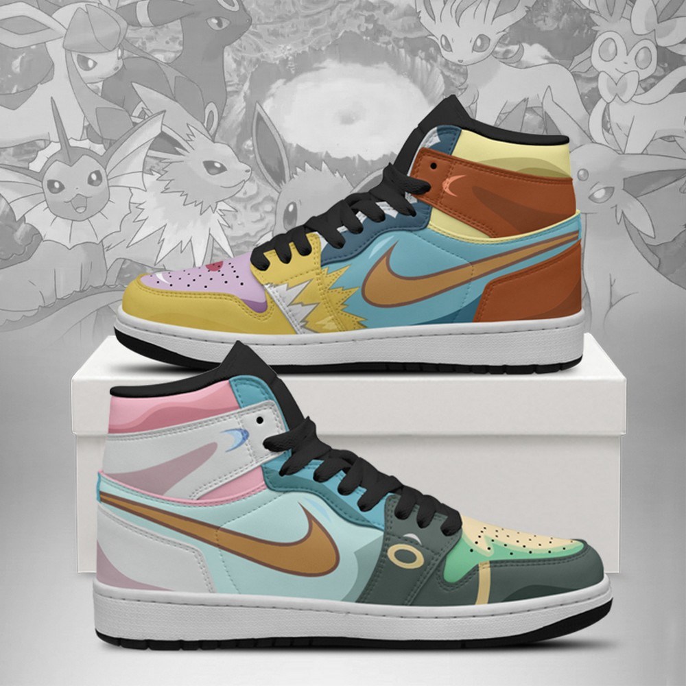 Eevee Evolutions Elemental Style Pokemon Hightop Shoes
