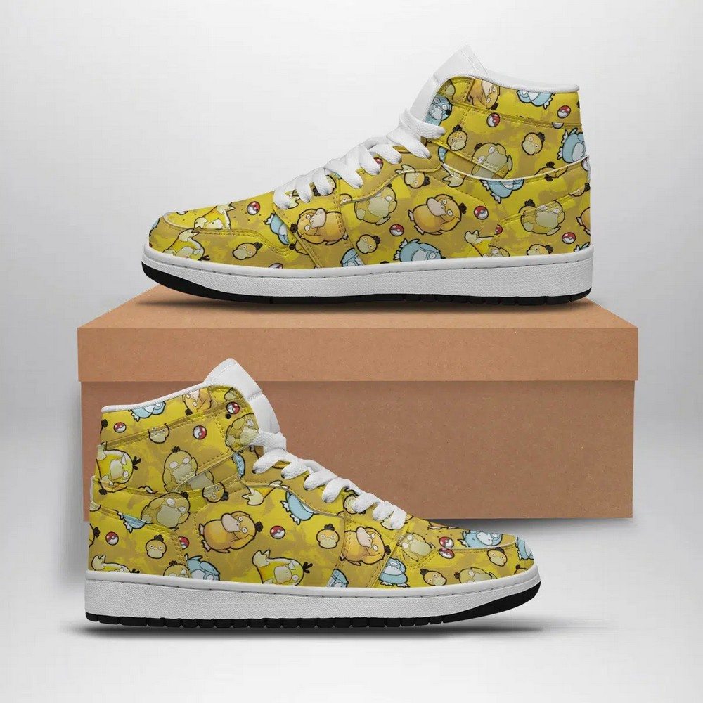 Psyduck Pattern Pokemon High Top AJ1 Shoes