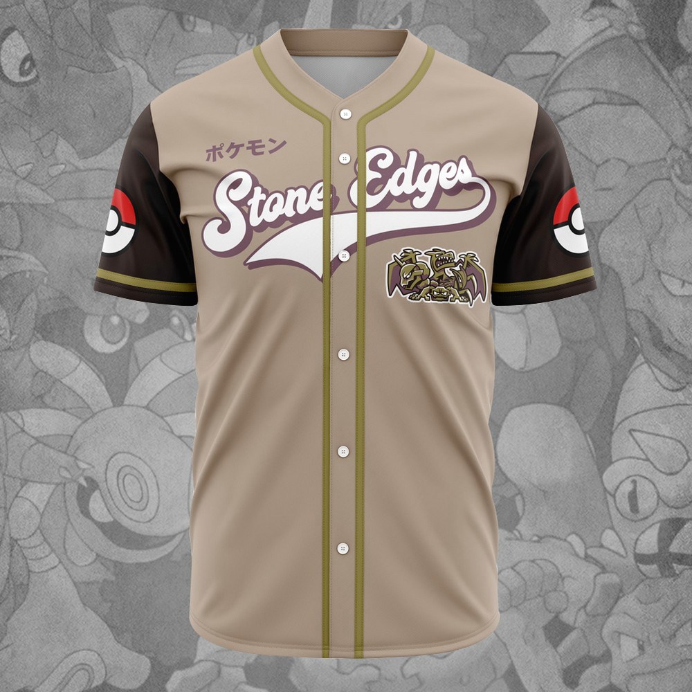 Stone Edges Rock Type Pokemon Baseball Jersey