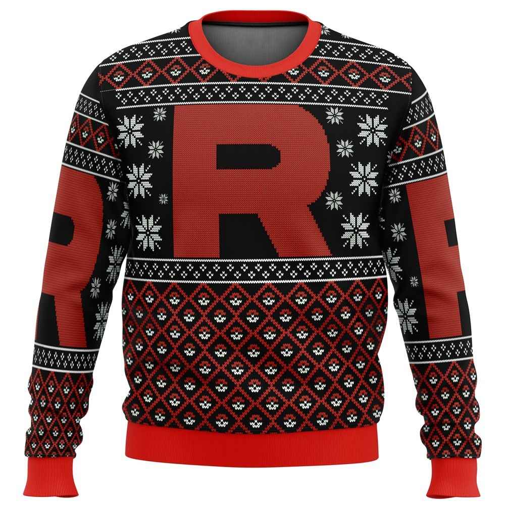 Team Rocket Red Black Pokemon Ugly Christmas Sweater